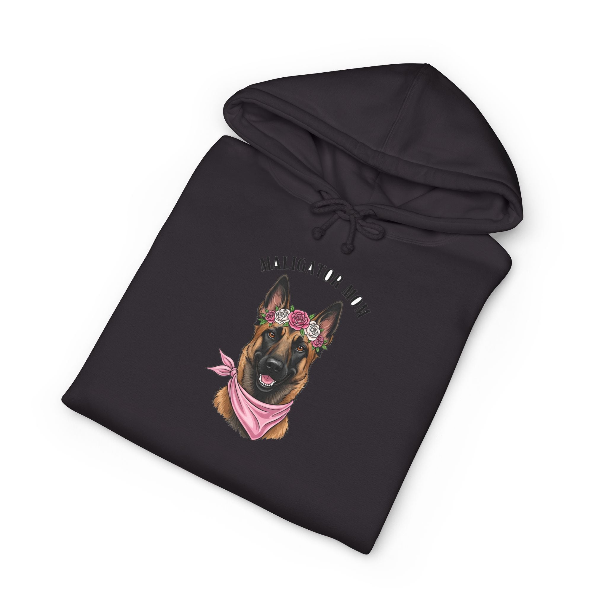 Maligator Mom Premium Hoodie detail view - Black Hoodie | BM Maligator Belgian Malinois