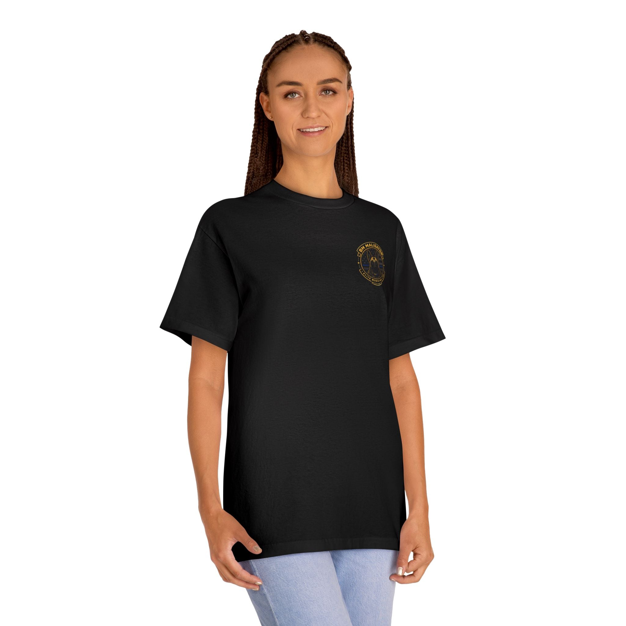 BM Maligator American Eagle Premium Tee detail view - Black T-Shirt | BM Maligator Belgian Malinois