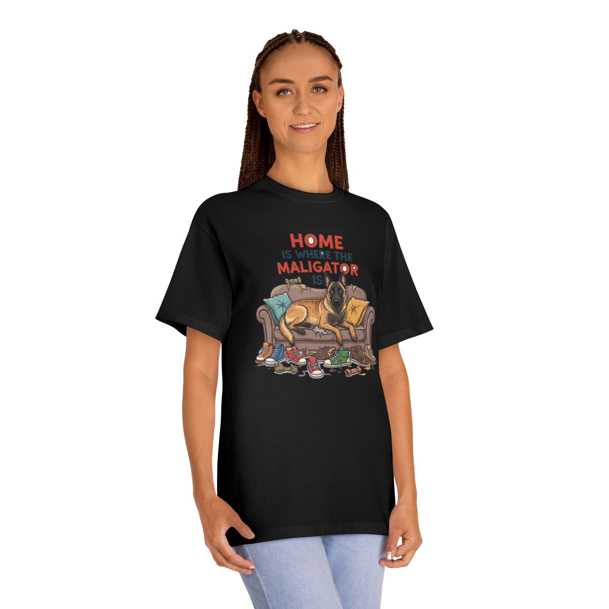 Home Is Where The Maligator Is Heavyweight Tee detail view - Black T-Shirt | BM Maligator Belgian Malinois