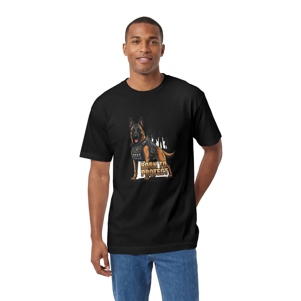 Born To Protect Heavyweight Tee lifestyle view - Black T-Shirt | BM Maligator Belgian Malinois