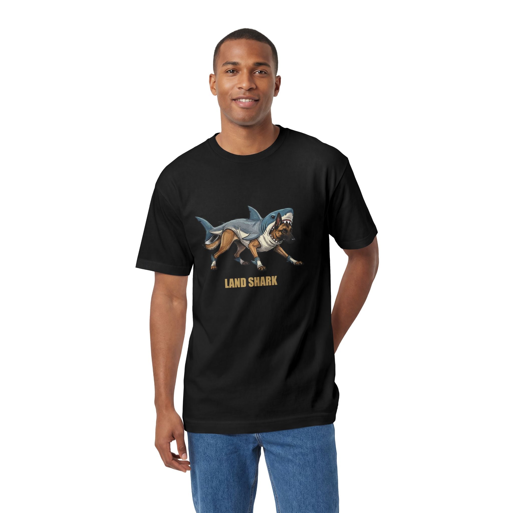 Land Shark Tee lifestyle view - Black T-Shirt | BM Maligator Belgian Malinois
