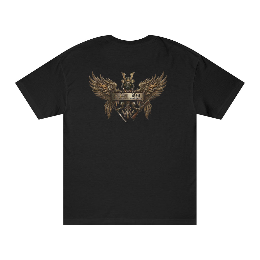 BM Maligator Mononofu Forged in Japan Premium Tee back view - Black T-Shirt | BM Maligator Belgian Malinois