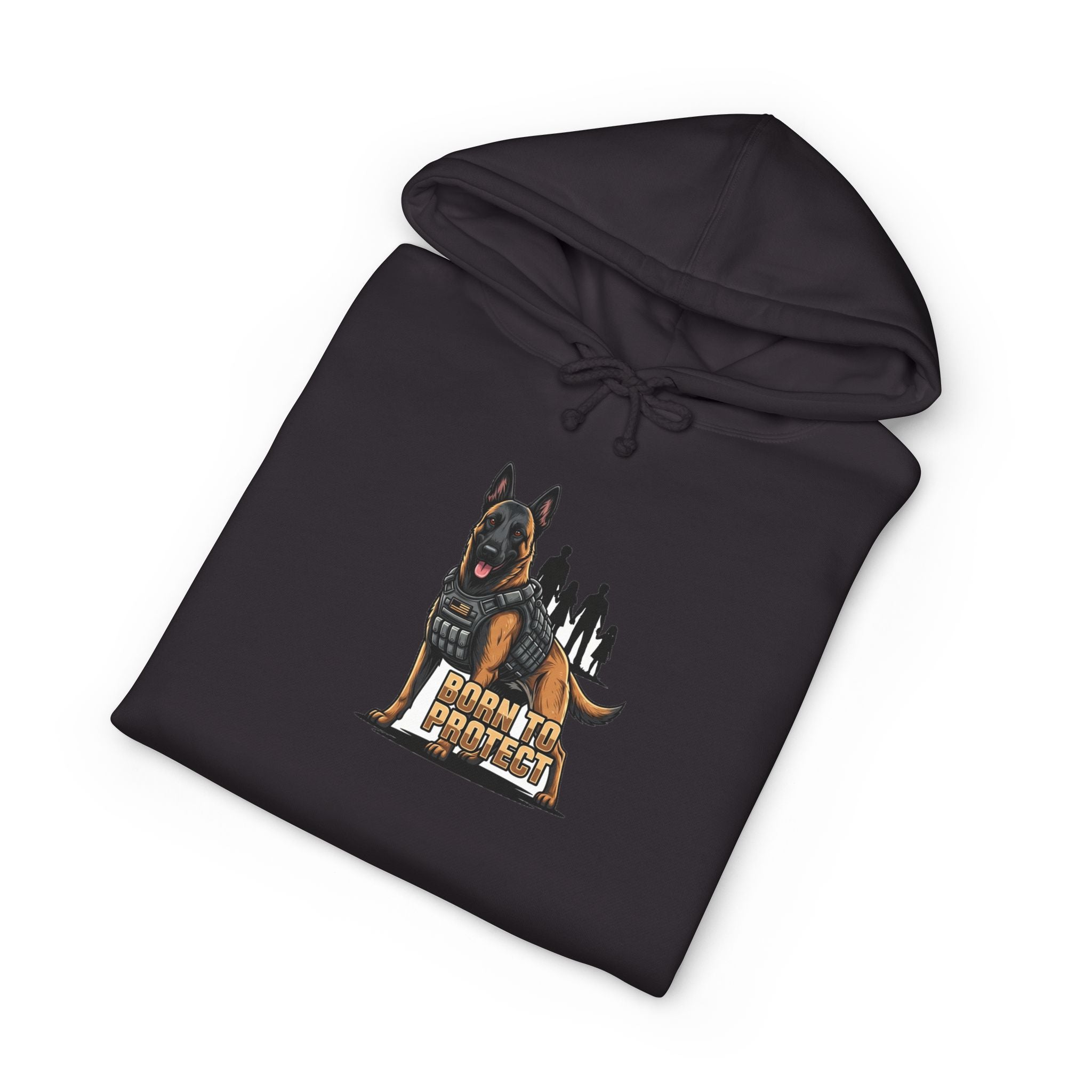 Born To Protect Premium Hoodie detail view - Black Hoodie | BM Maligator Belgian Malinois