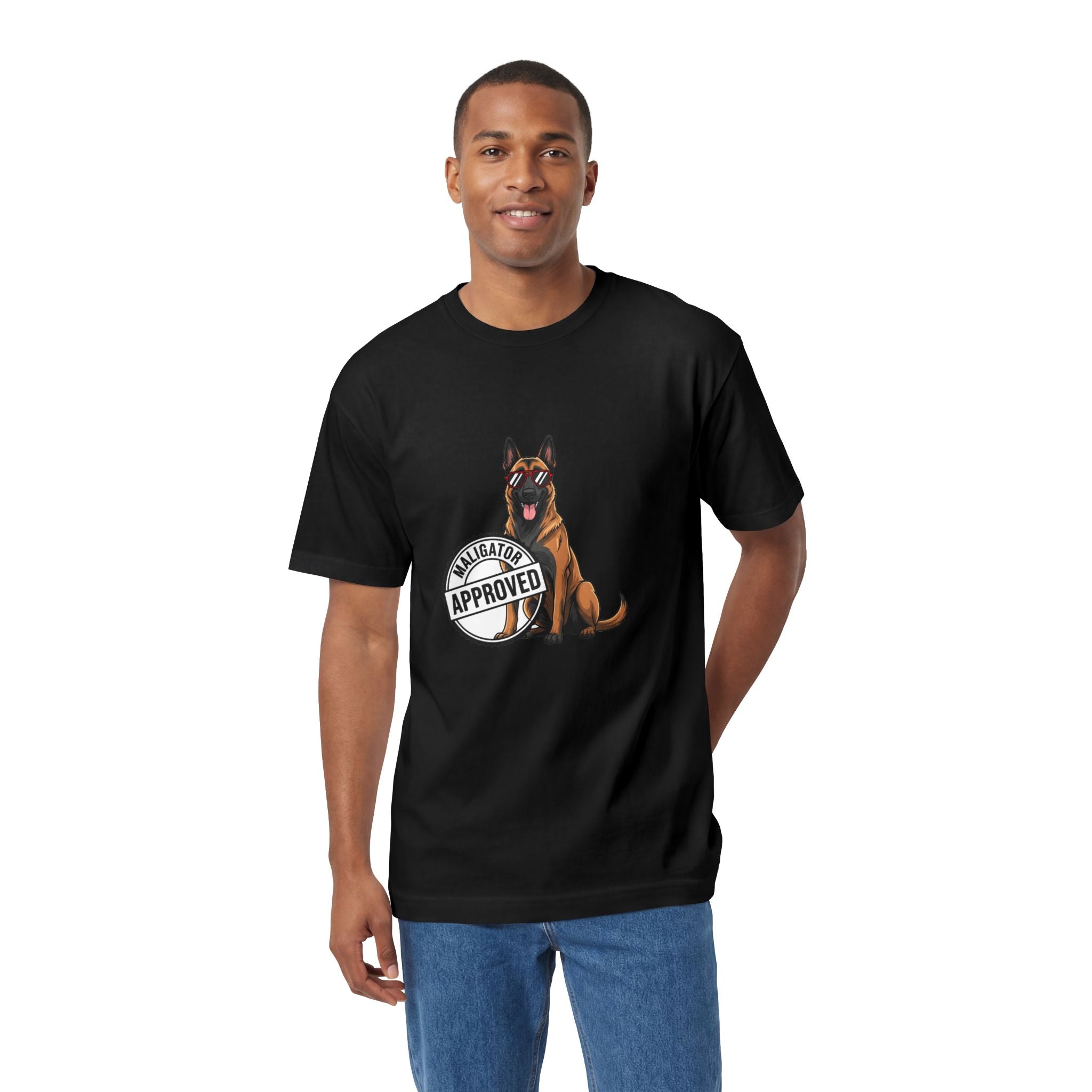Maligator Approved Heavyweight Tee lifestyle view - Black T-Shirt | BM Maligator Belgian Malinois