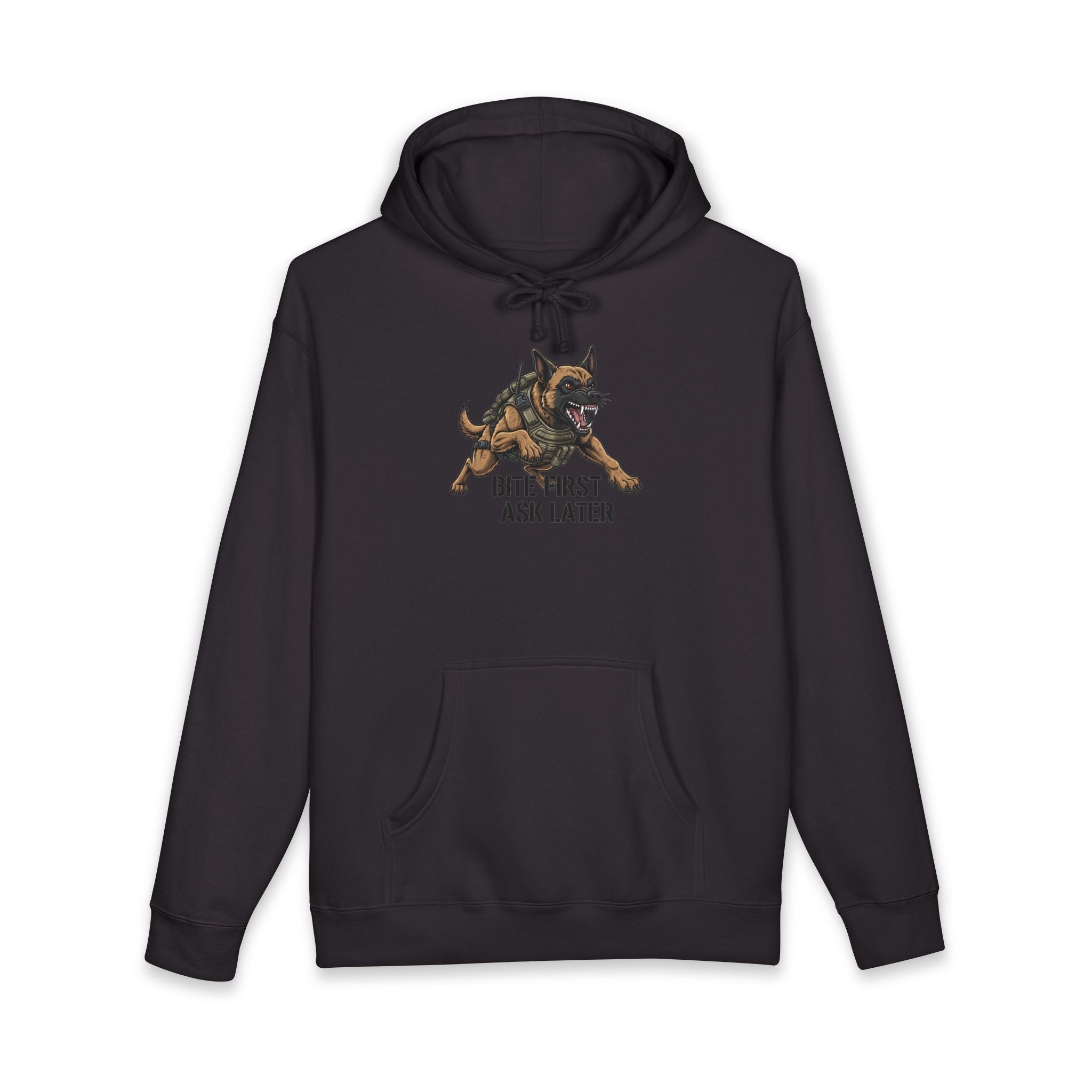 Bite First Ask Later Premium Hoodie - Black Hoodie | BM Maligator Belgian Malinois