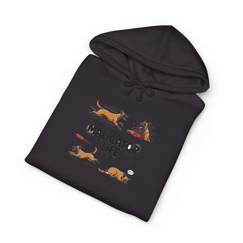 Maligator Life Premium Hoodie detail view - Black Hoodie | BM Maligator Belgian Malinois