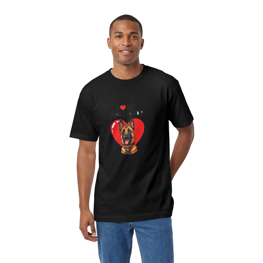 I Love My Maligator Heavyweight Tee lifestyle view - Black T-Shirt | BM Maligator Belgian Malinois