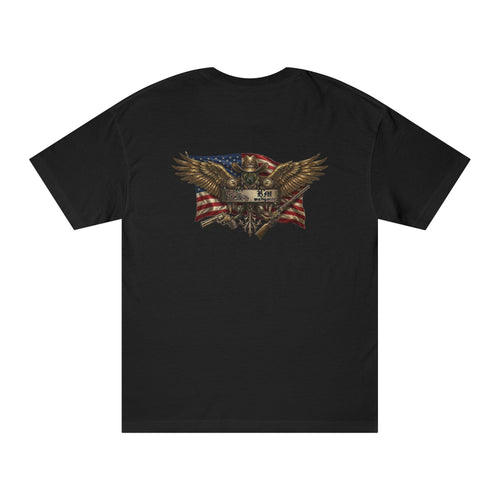 BM Maligator American Eagle Premium Tee back view - Black T-Shirt | BM Maligator Belgian Malinois