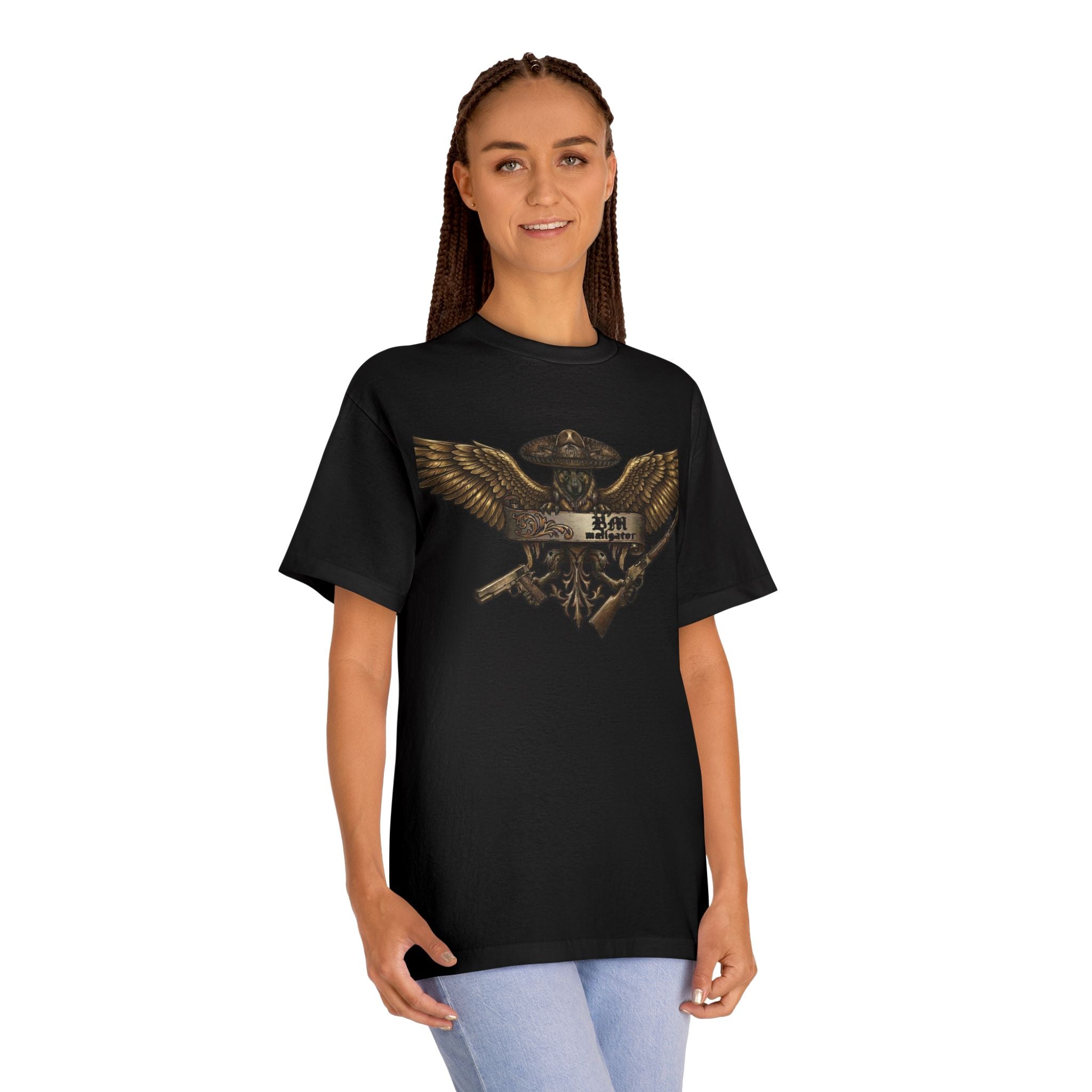 BM Maligator Eagle Crest Tee detail view - Black T-Shirt | BM Maligator Belgian Malinois