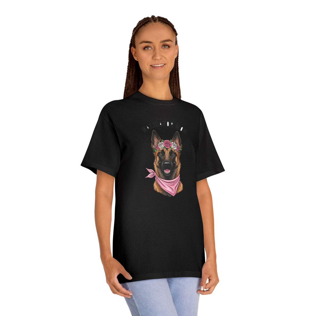 Maligator Mom Heavyweight Tee detail view - Black T-Shirt | BM Maligator Belgian Malinois