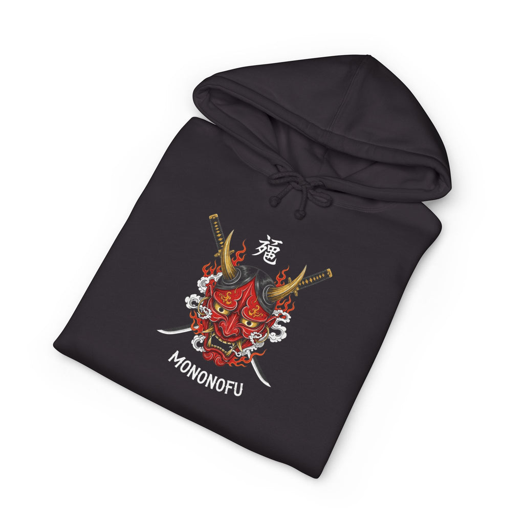 Hannya Mask Premium Hoodie detail view - Black Hoodie | BM Maligator Belgian Malinois