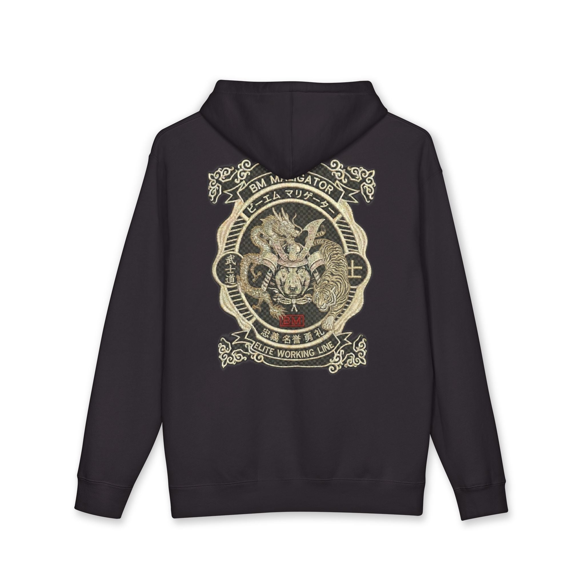 BM Maligator Bushido Elite Hoodie back view - Black Hoodie | BM Maligator Belgian Malinois