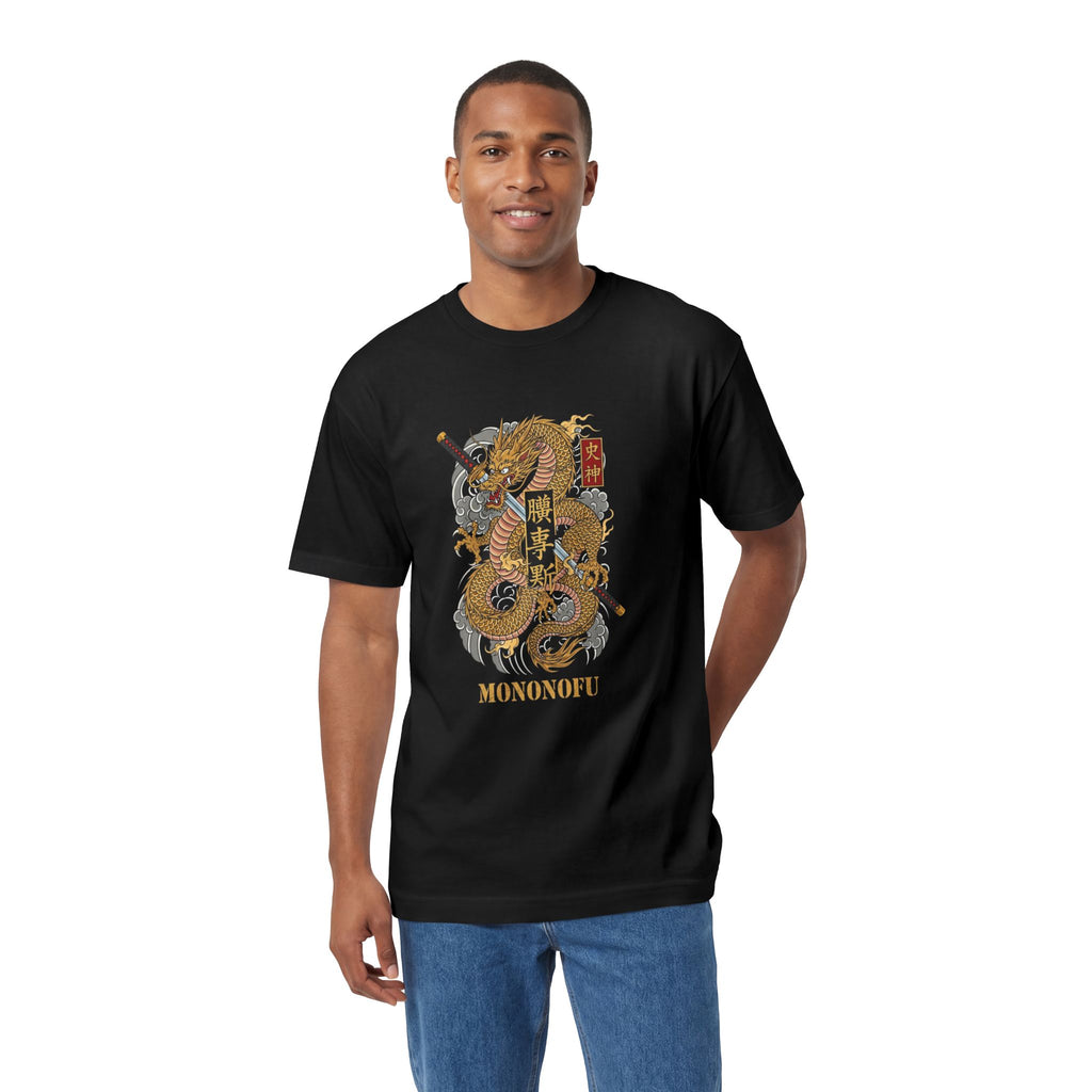 Dragon Katana Heavyweight Tee lifestyle view - Black T-Shirt | BM Maligator Belgian Malinois